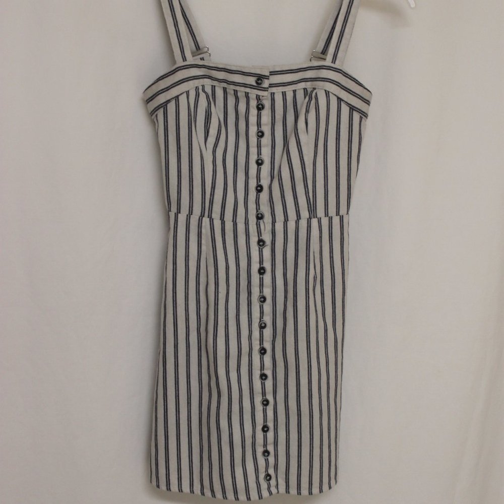 Ivy & Main Navy Blue Striped Woman Dress Size XS Spaghetti Strap Button Front
